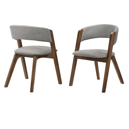 Armen Living Rowan Gray Upholstered Dining Chairs in Walnut Finish, PK2 LCRWSIGRWA